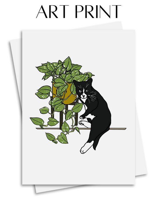 LEAFY KITTY ART PRINT