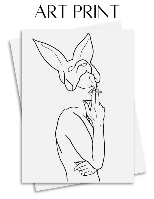 SMOKING RABBIT ART PRINT